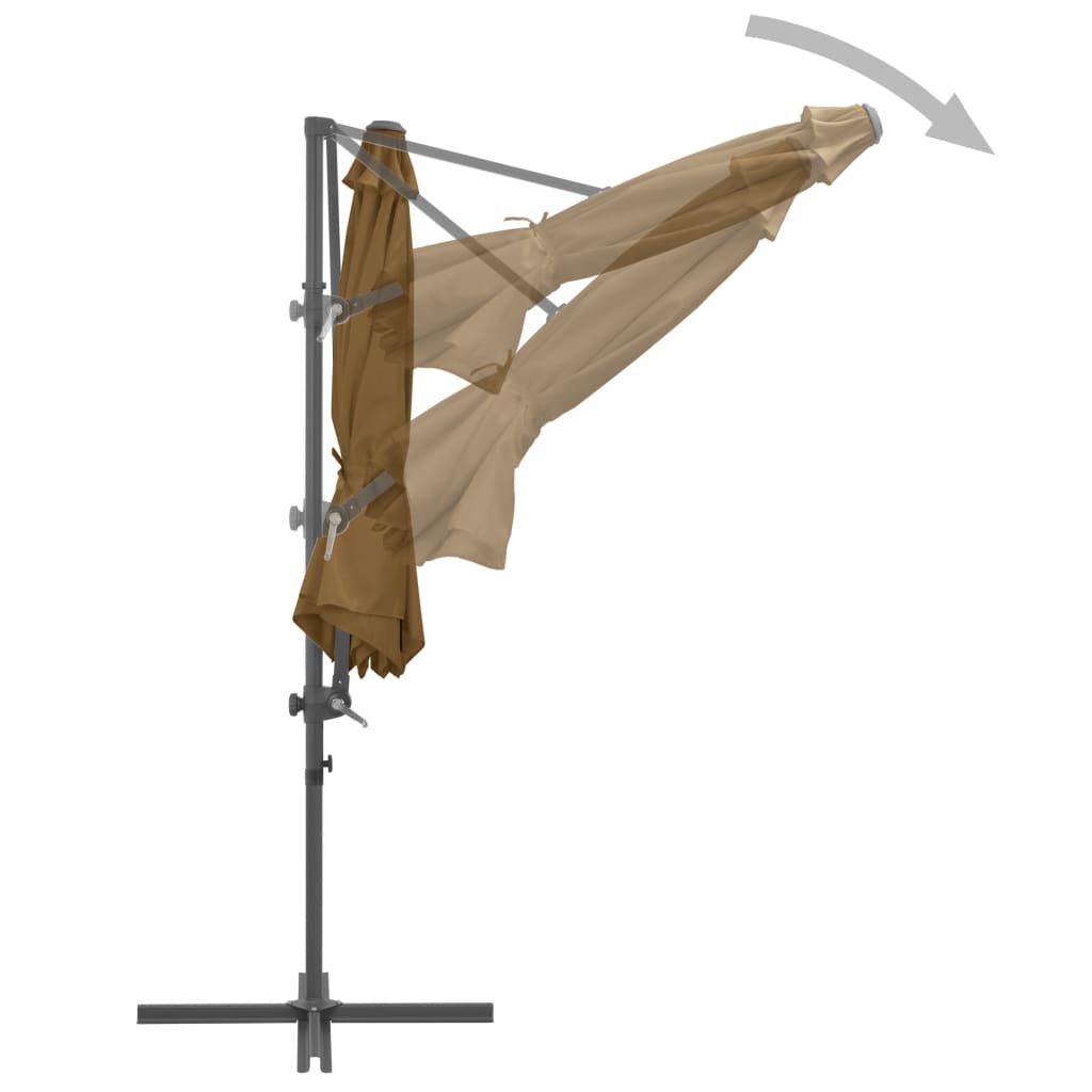 Zweefparasol met stalen paal 300 cm taupe is nu te koop bij PeponiXL, paradijselijk wonen!