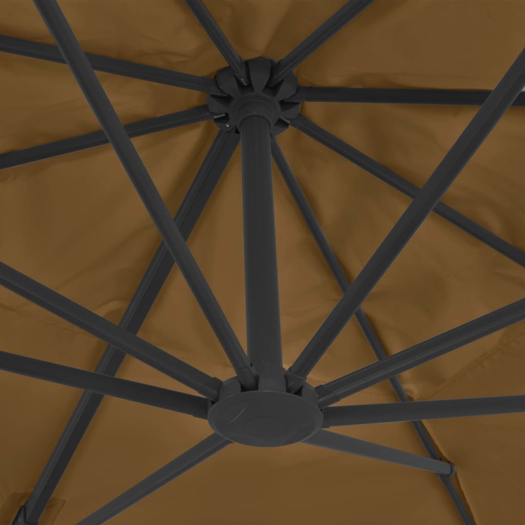 Zwevende parasol met aluminium paal 400x300 cm taupe is nu te koop bij PeponiXL, paradijselijk wonen!