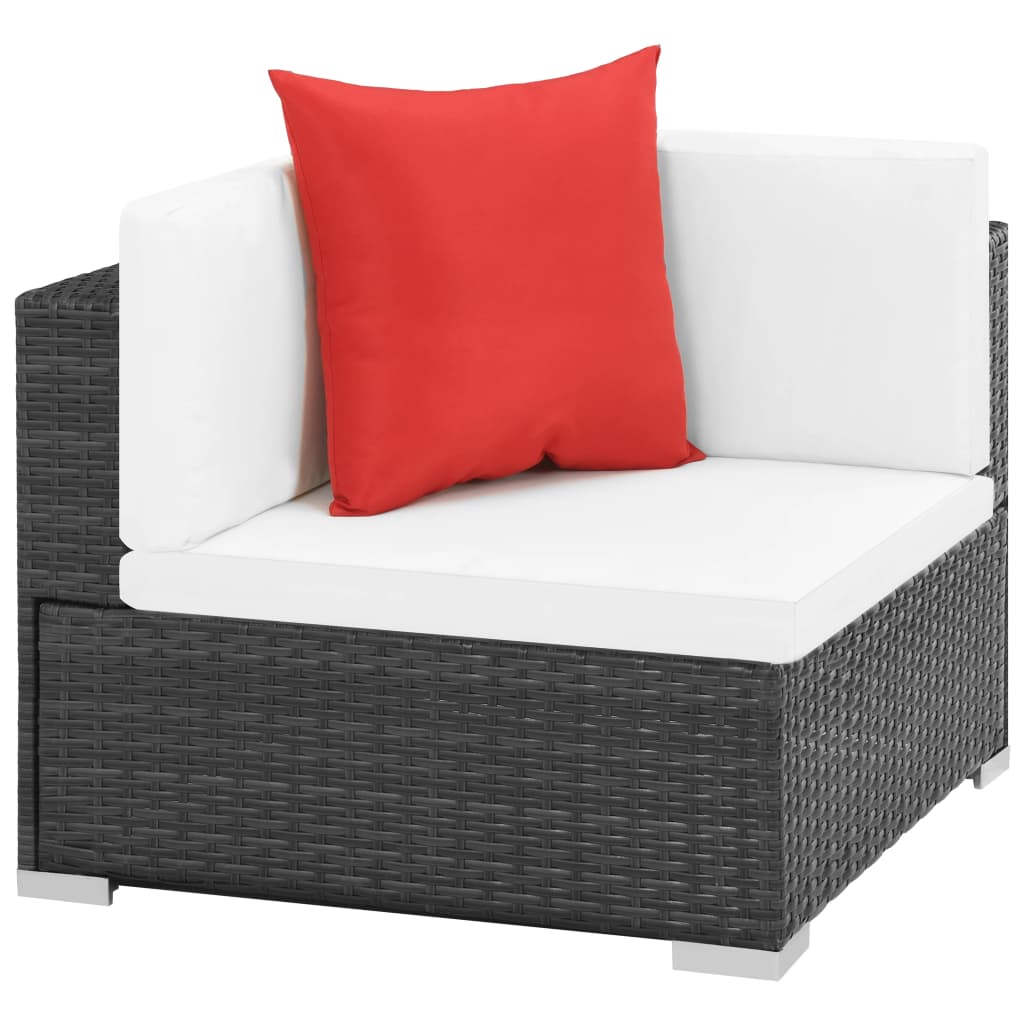 7-delige Loungeset met kussens poly rattan zwart is nu te koop bij PeponiXL, paradijselijk wonen!