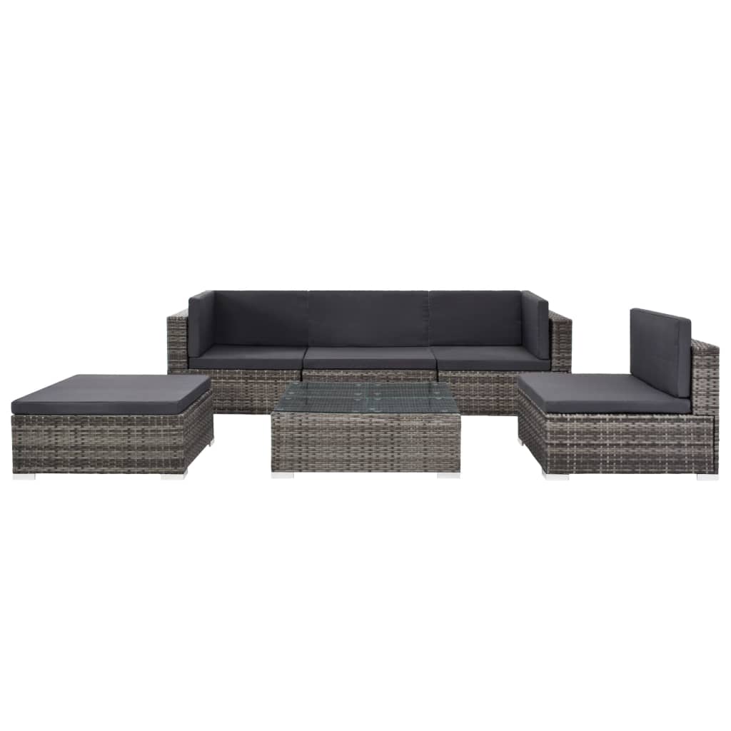 6-delige Loungeset met kussens poly rattan grijs is nu te koop bij PeponiXL, paradijselijk wonen!