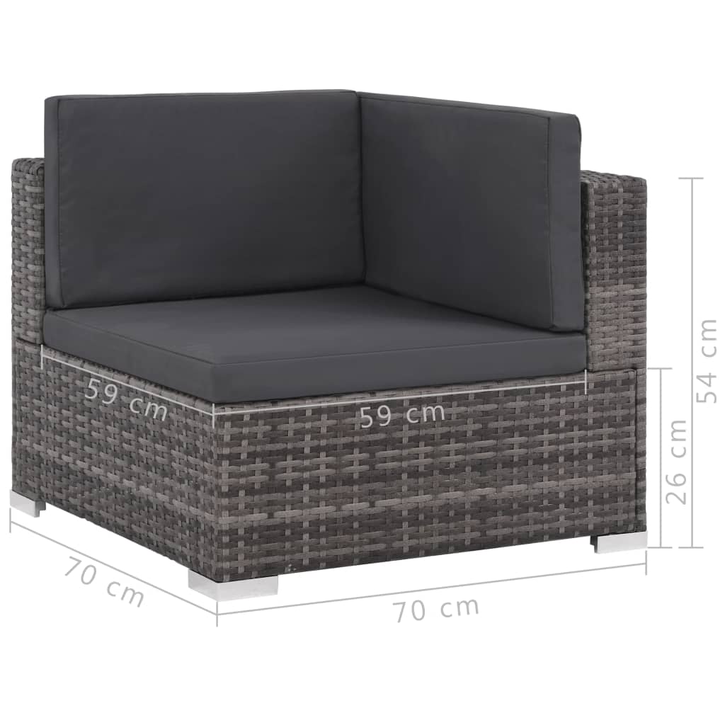 6-delige Loungeset met kussens poly rattan grijs is nu te koop bij PeponiXL, paradijselijk wonen!