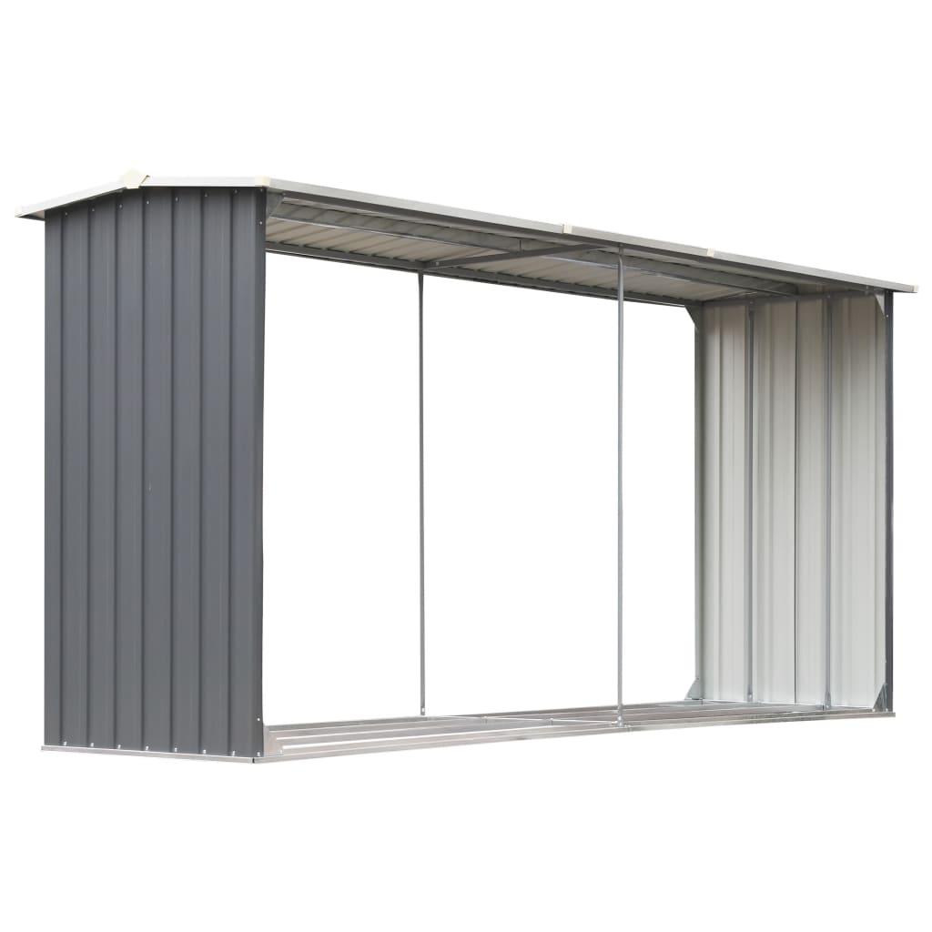 Haardhoutschuur 330x92x153 cm gegalvaniseerd staal grijs is nu te koop bij PeponiXL, paradijselijk wonen!