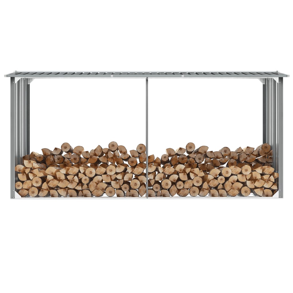 Haardhoutschuur 330x92x153 cm gegalvaniseerd staal grijs is nu te koop bij PeponiXL, paradijselijk wonen!