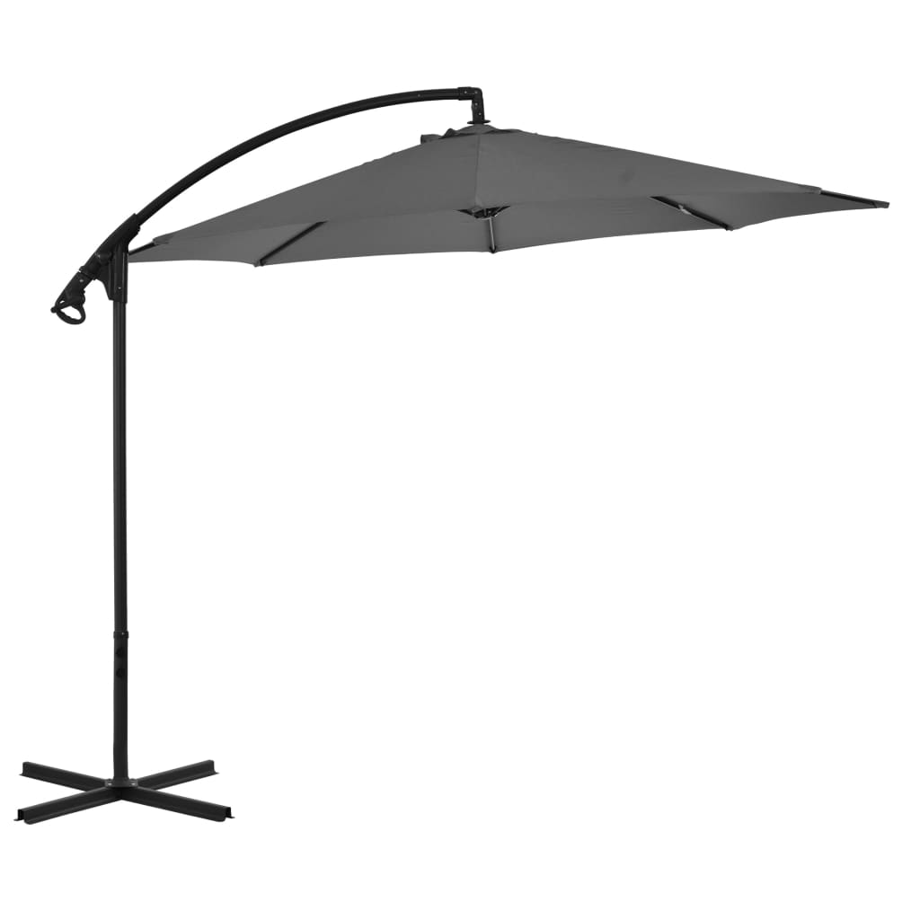 Zweefparasol met stalen paal 300 cm antracietkleurig is nu te koop bij PeponiXL, paradijselijk wonen!