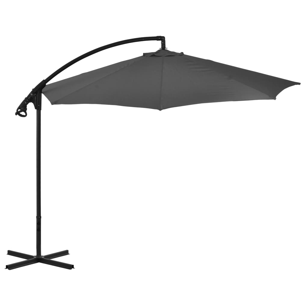Zweefparasol met stalen paal 300 cm antracietkleurig is nu te koop bij PeponiXL, paradijselijk wonen!