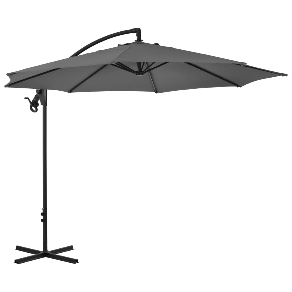 Zweefparasol met stalen paal 300 cm antracietkleurig is nu te koop bij PeponiXL, paradijselijk wonen!