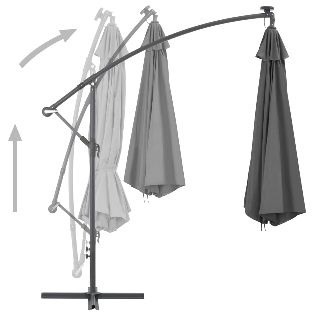 Zweefparasol met stalen paal 300 cm antracietkleurig is nu te koop bij PeponiXL, paradijselijk wonen!