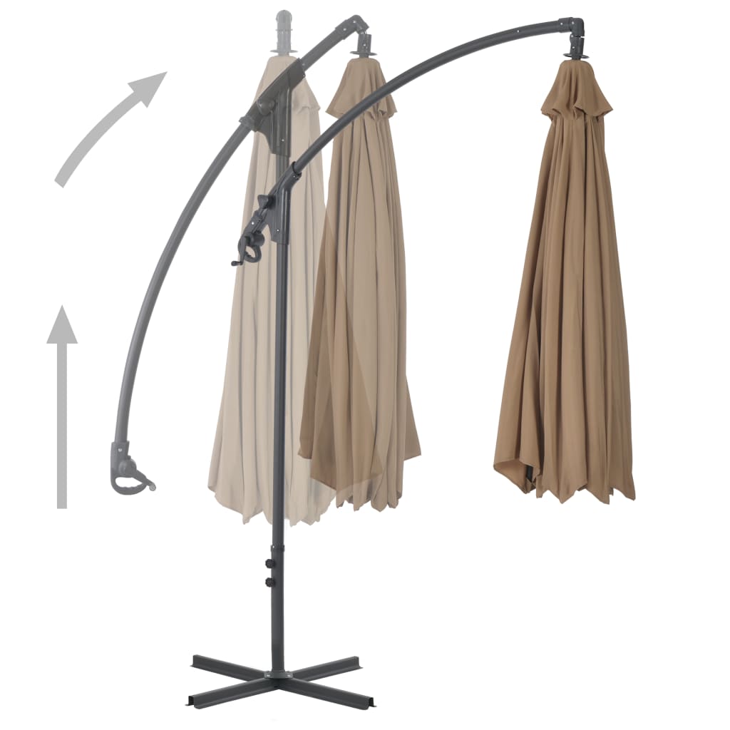 Zweefparasol met stalen paal 300 cm taupe is nu te koop bij PeponiXL, paradijselijk wonen!