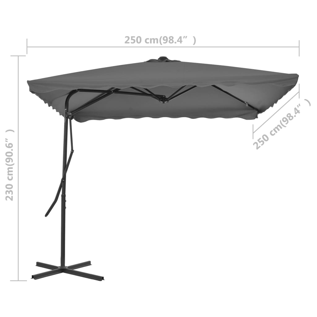 Parasol met stalen paal 250x250 cm antraciet is nu te koop bij PeponiXL, paradijselijk wonen!