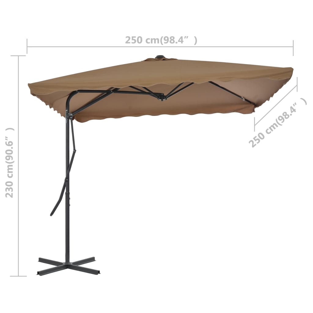 Parasol met stalen paal 250x250 cm taupe is nu te koop bij PeponiXL, paradijselijk wonen!