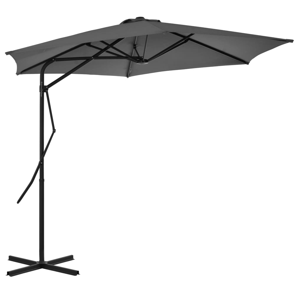 Parasol met stalen paal 300 cm antraciet is nu te koop bij PeponiXL, paradijselijk wonen!