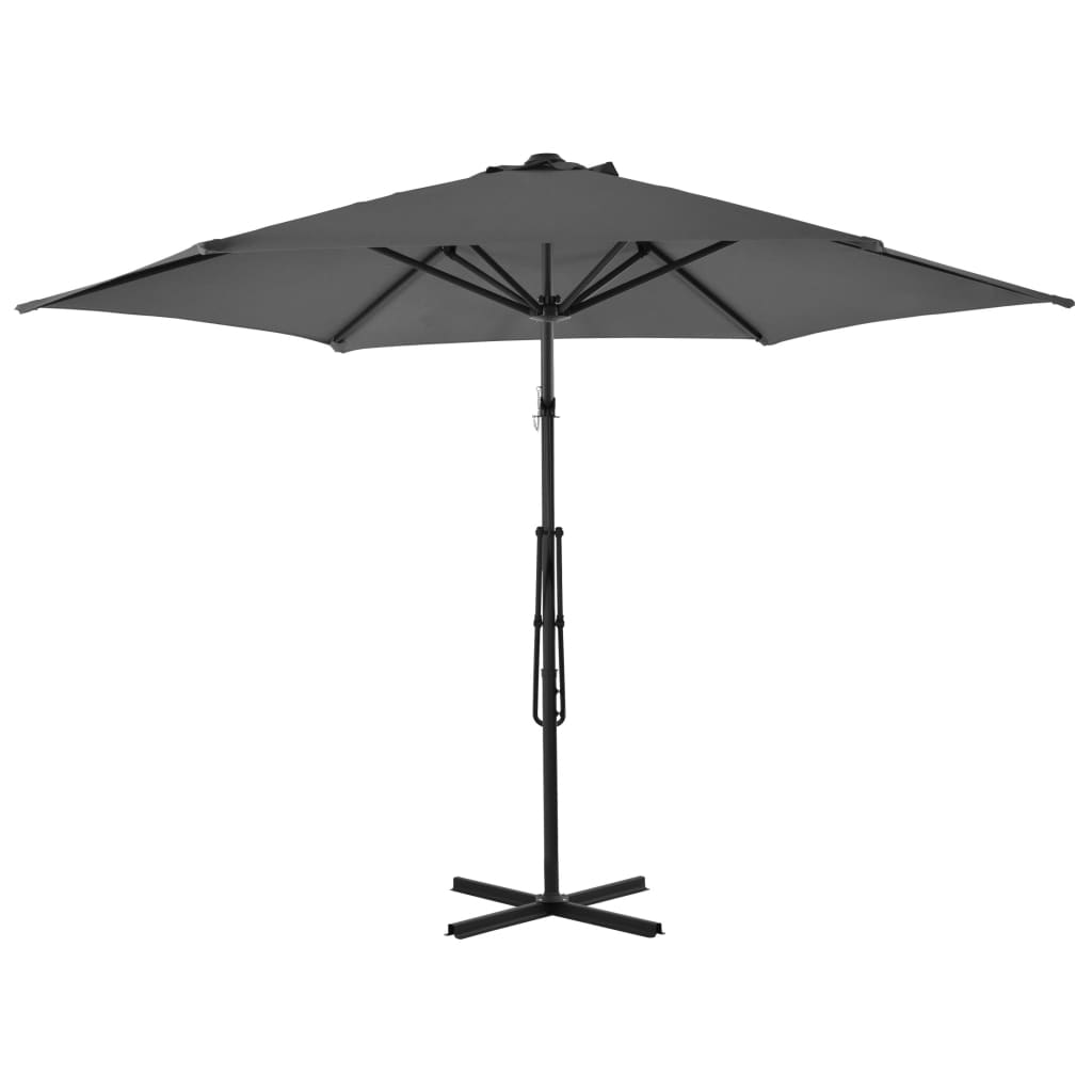 Parasol met stalen paal 300 cm antraciet is nu te koop bij PeponiXL, paradijselijk wonen!