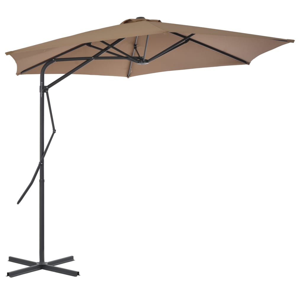 Parasol met stalen paal 300 cm taupe is nu te koop bij PeponiXL, paradijselijk wonen!