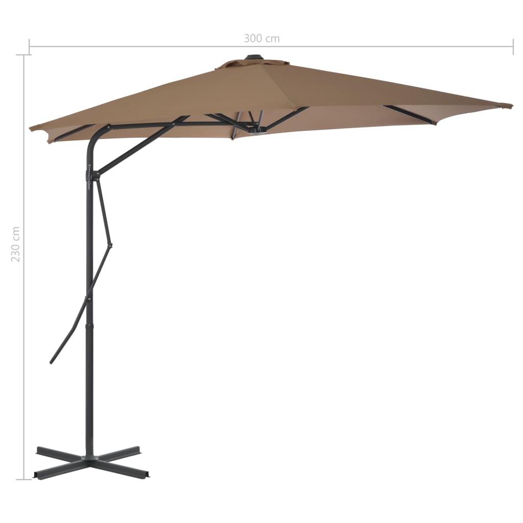 Parasol met stalen paal 300 cm taupe is nu te koop bij PeponiXL, paradijselijk wonen!