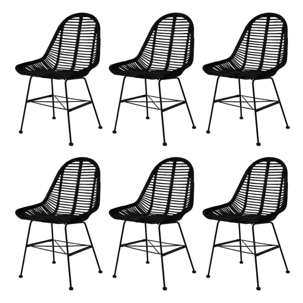 Eetkamerstoelen 6 st natuurlijk rattan zwart is nu te koop bij PeponiXL, paradijselijk wonen!