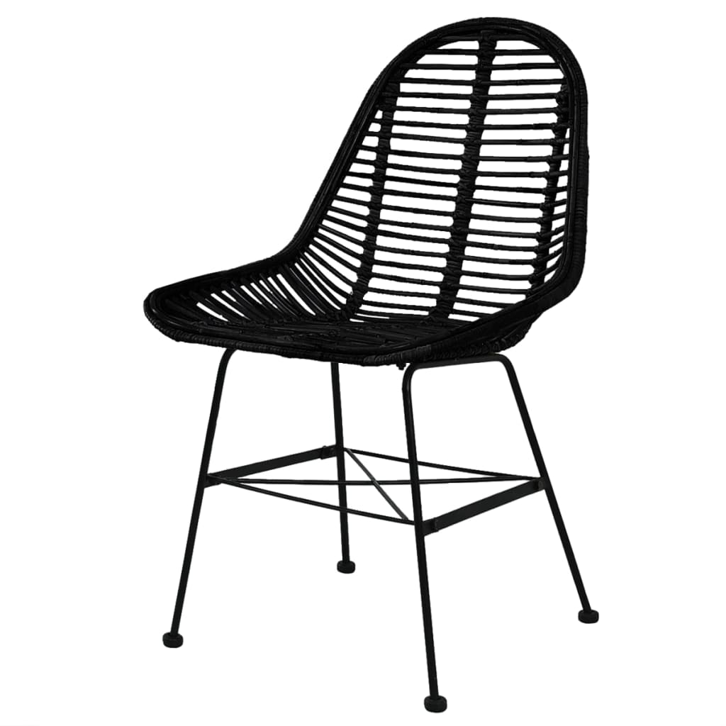 Eetkamerstoelen 6 st natuurlijk rattan zwart is nu te koop bij PeponiXL, paradijselijk wonen!