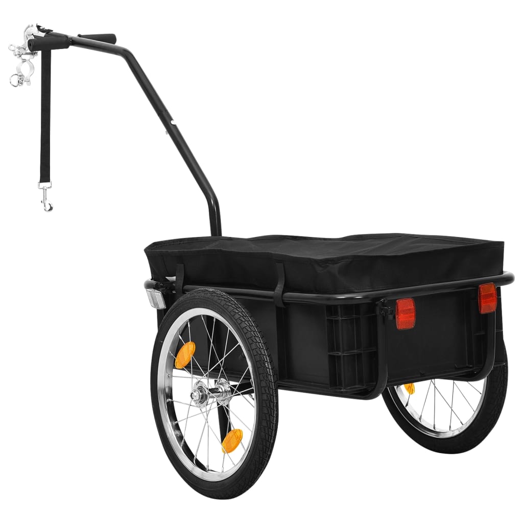 Fietstrailer/trekwagen 155x60x83 cm staal zwart is nu te koop bij PeponiXL, paradijselijk wonen!