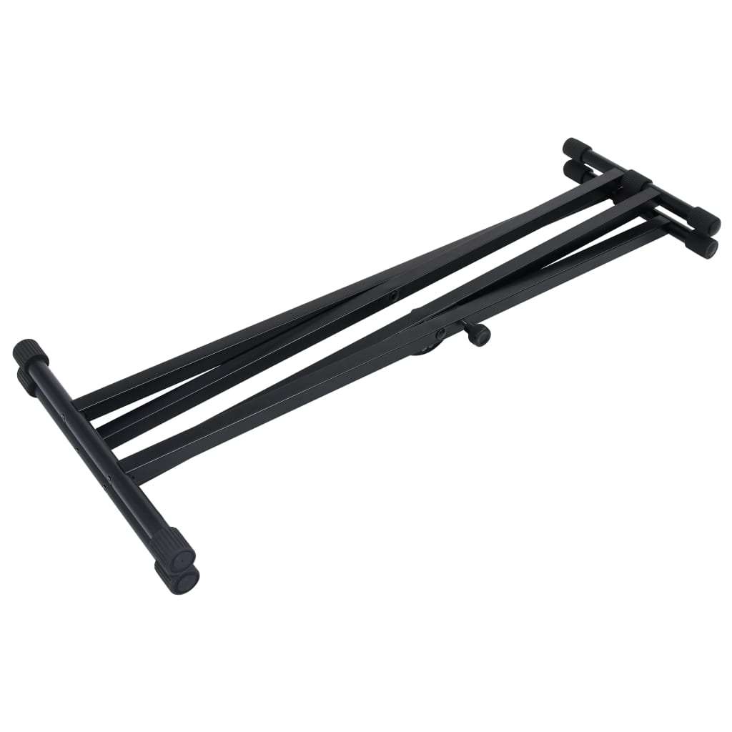 Keyboardstandaard en -kruk dubbel versterkt zwart is nu te koop bij PeponiXL, paradijselijk wonen!