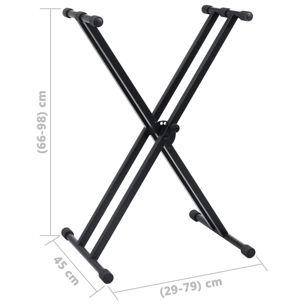 Keyboardstandaard en -kruk dubbel versterkt zwart is nu te koop bij PeponiXL, paradijselijk wonen!