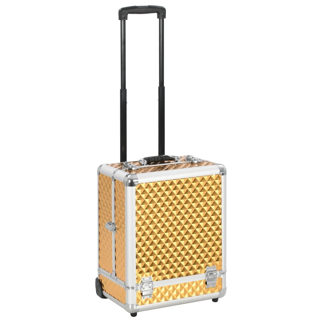 Make-up trolley 35x29x45 cm aluminium goudkleurig is nu te koop bij PeponiXL, paradijselijk wonen!