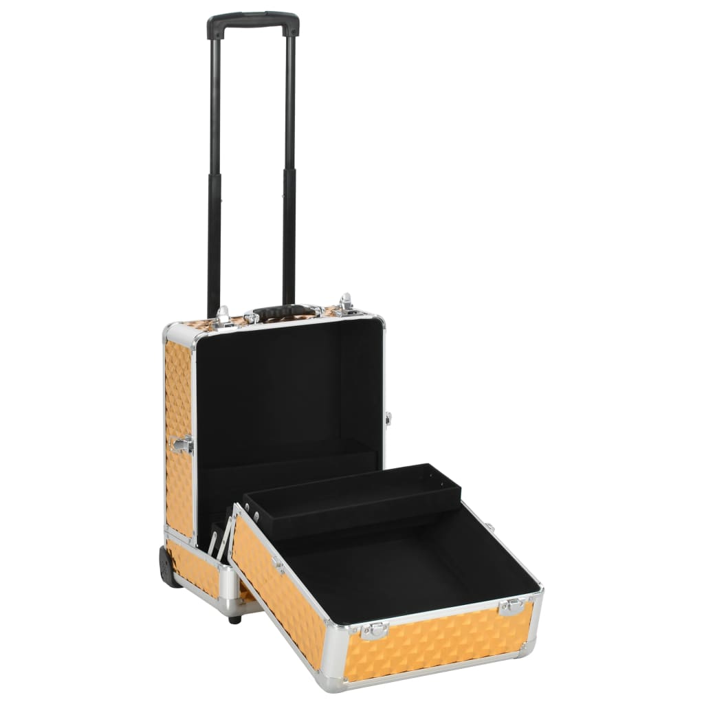 Make-up trolley 35x29x45 cm aluminium goudkleurig is nu te koop bij PeponiXL, paradijselijk wonen!