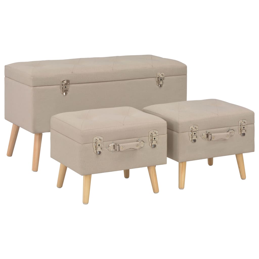 Opbergkrukken 3 st stof beige is nu te koop bij PeponiXL, paradijselijk wonen!