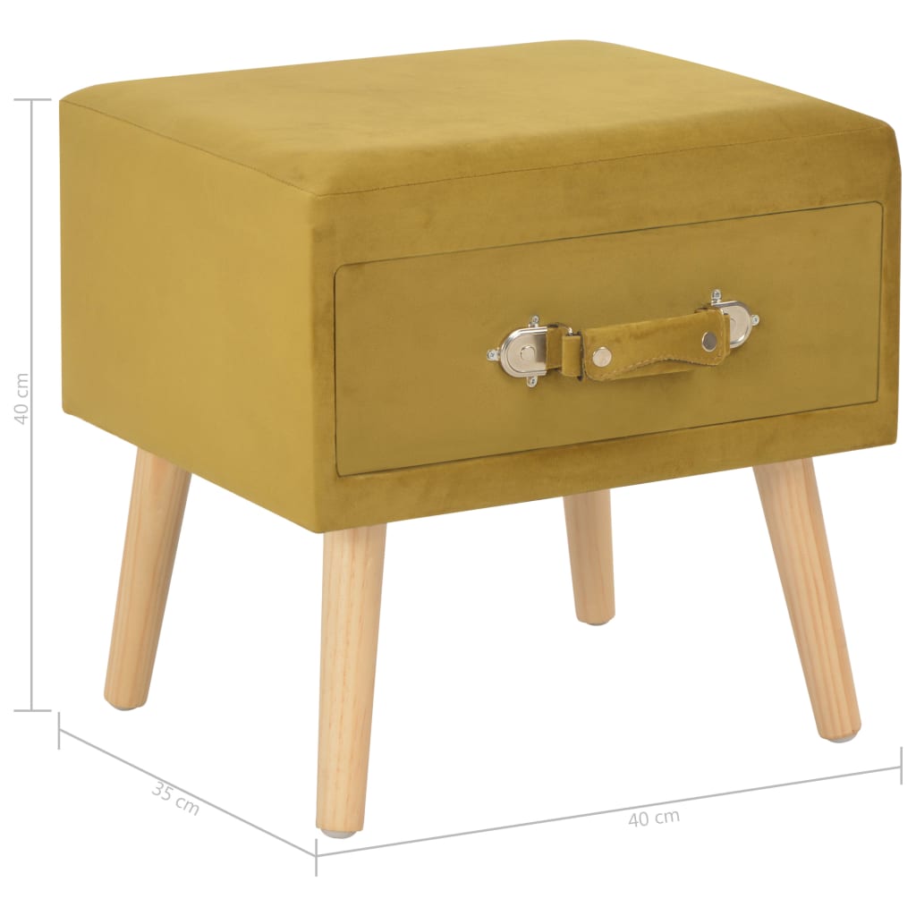 Nachtkastje 40x35x40 cm fluweel mosterdkleurig is nu te koop bij PeponiXL, paradijselijk wonen!