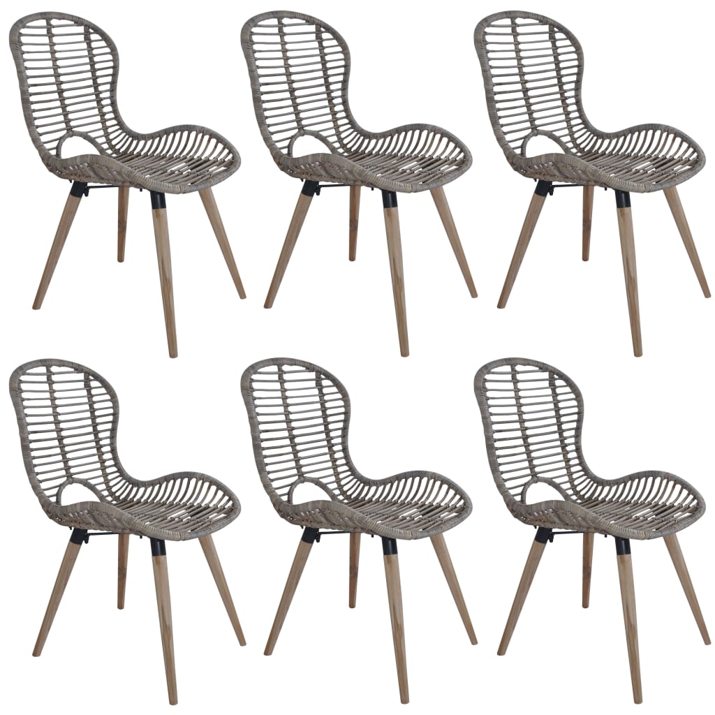 Eetkamerstoelen 6 st natuurlijk rattan bruin is nu te koop bij PeponiXL, paradijselijk wonen!