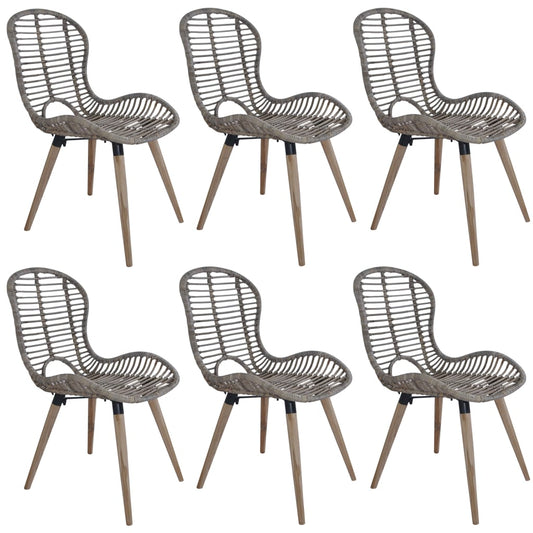 Eetkamerstoelen 6 st natuurlijk rattan bruin is nu te koop bij PeponiXL, paradijselijk wonen!