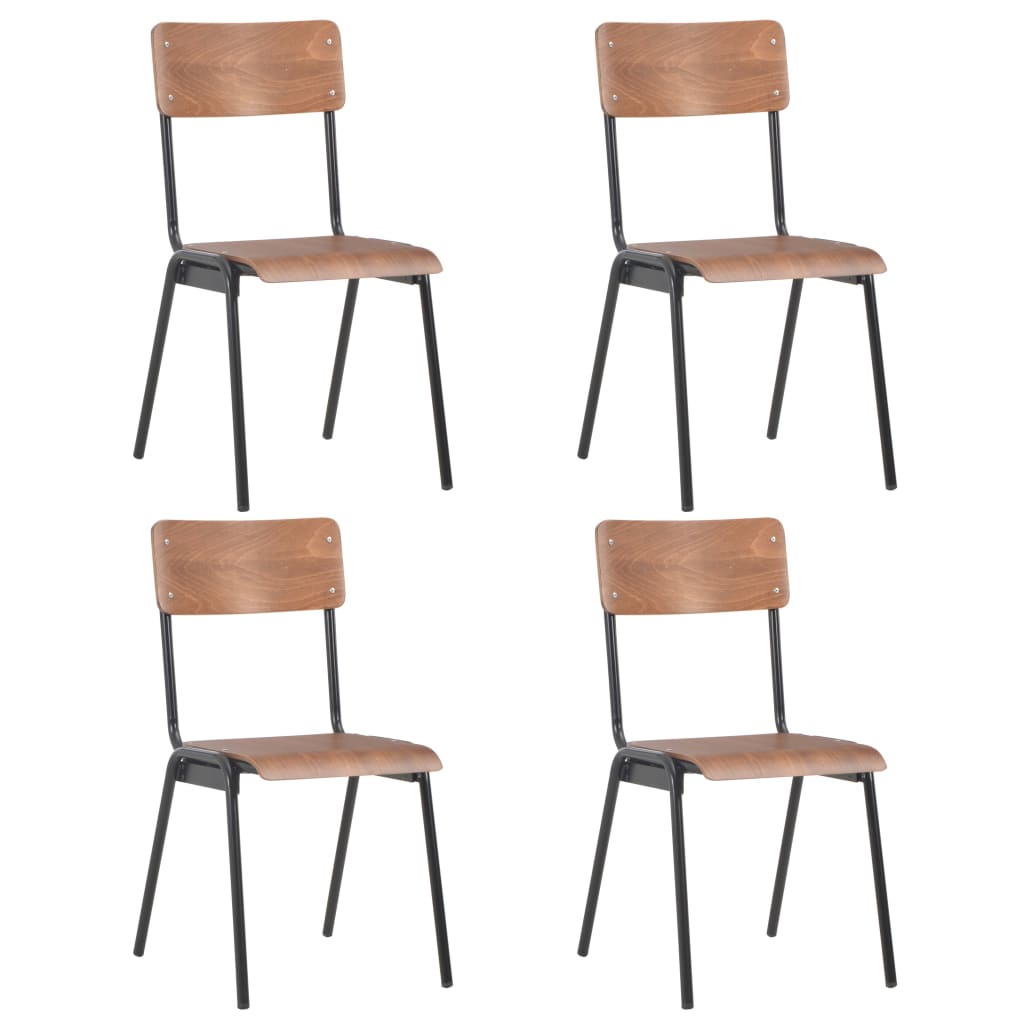 Eetkamerstoelen 4 st massief multiplex staal bruin is nu te koop bij PeponiXL, paradijselijk wonen!