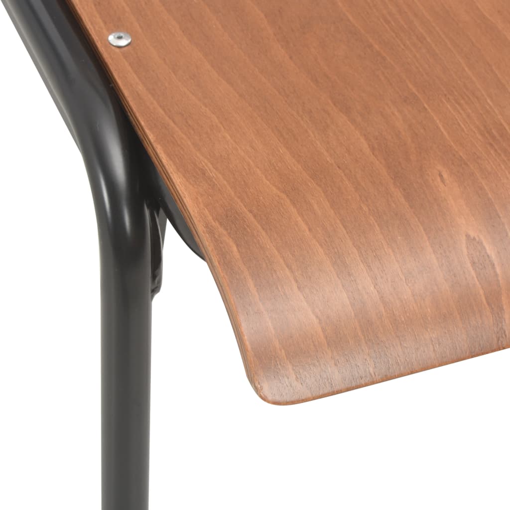 Eetkamerstoelen 4 st massief multiplex staal bruin is nu te koop bij PeponiXL, paradijselijk wonen!