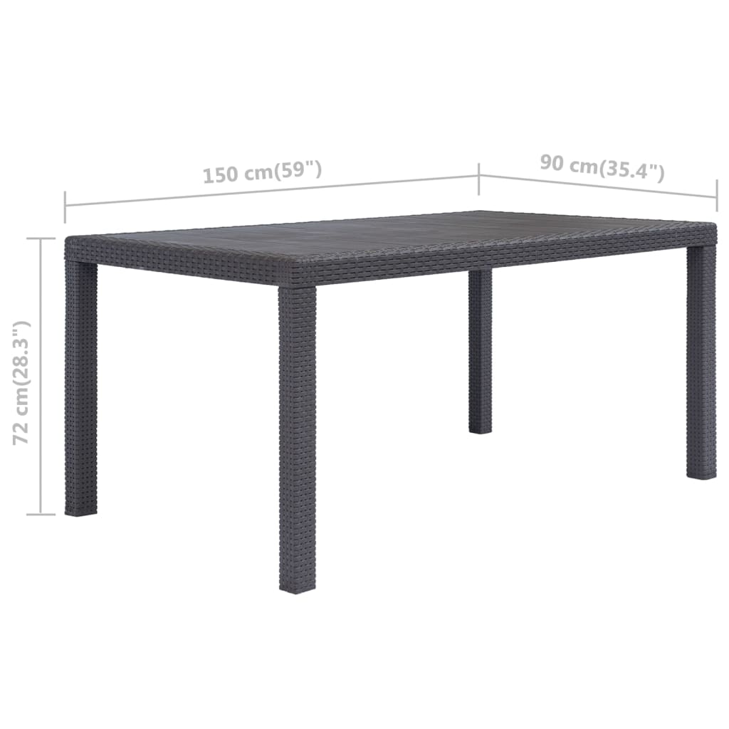 Tuintafel 150x90x72 cm rattan-look kunststof bruin is nu te koop bij PeponiXL, paradijselijk wonen!