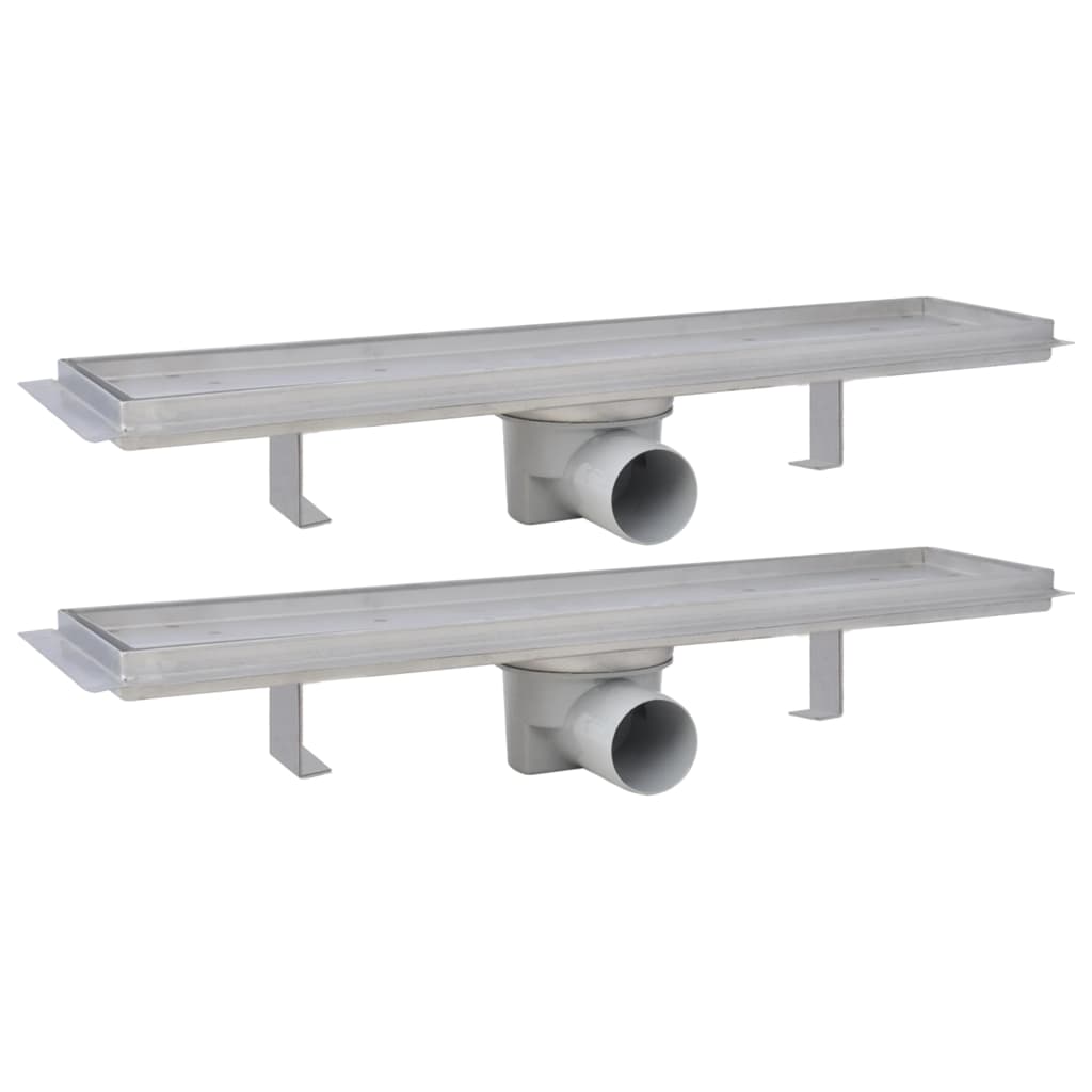 Doucheafvoer 2 st rechthoekig 530x140 mm roestvrij staal is nu te koop bij PeponiXL, paradijselijk wonen!