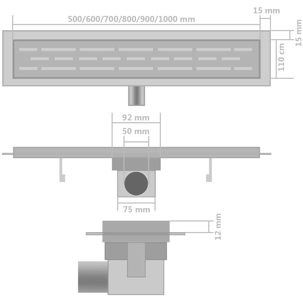 Doucheafvoer 2 st rechthoekig 530x140 mm roestvrij staal is nu te koop bij PeponiXL, paradijselijk wonen!