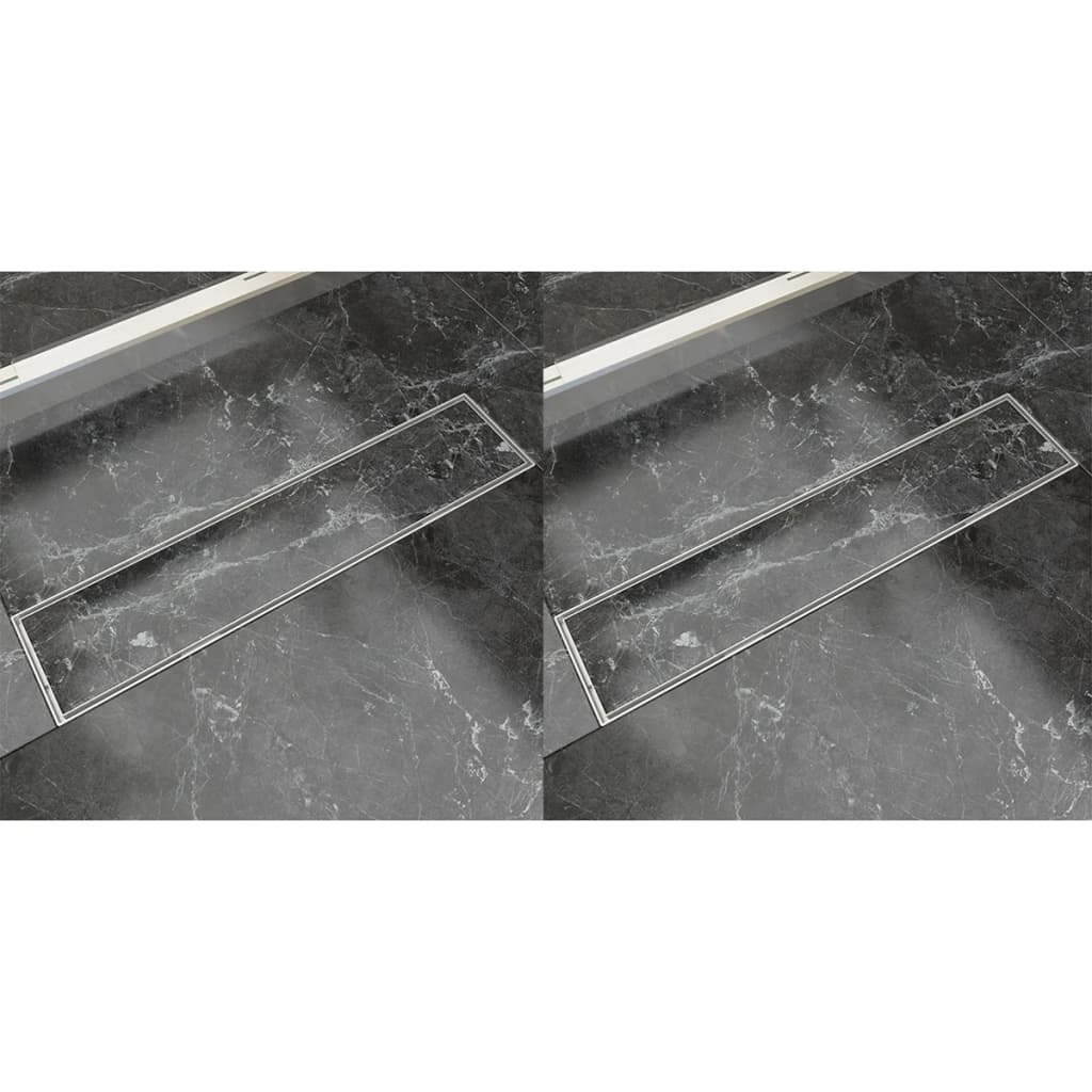 Doucheafvoer 2 st rechthoekig 530x140 mm roestvrij staal is nu te koop bij PeponiXL, paradijselijk wonen!