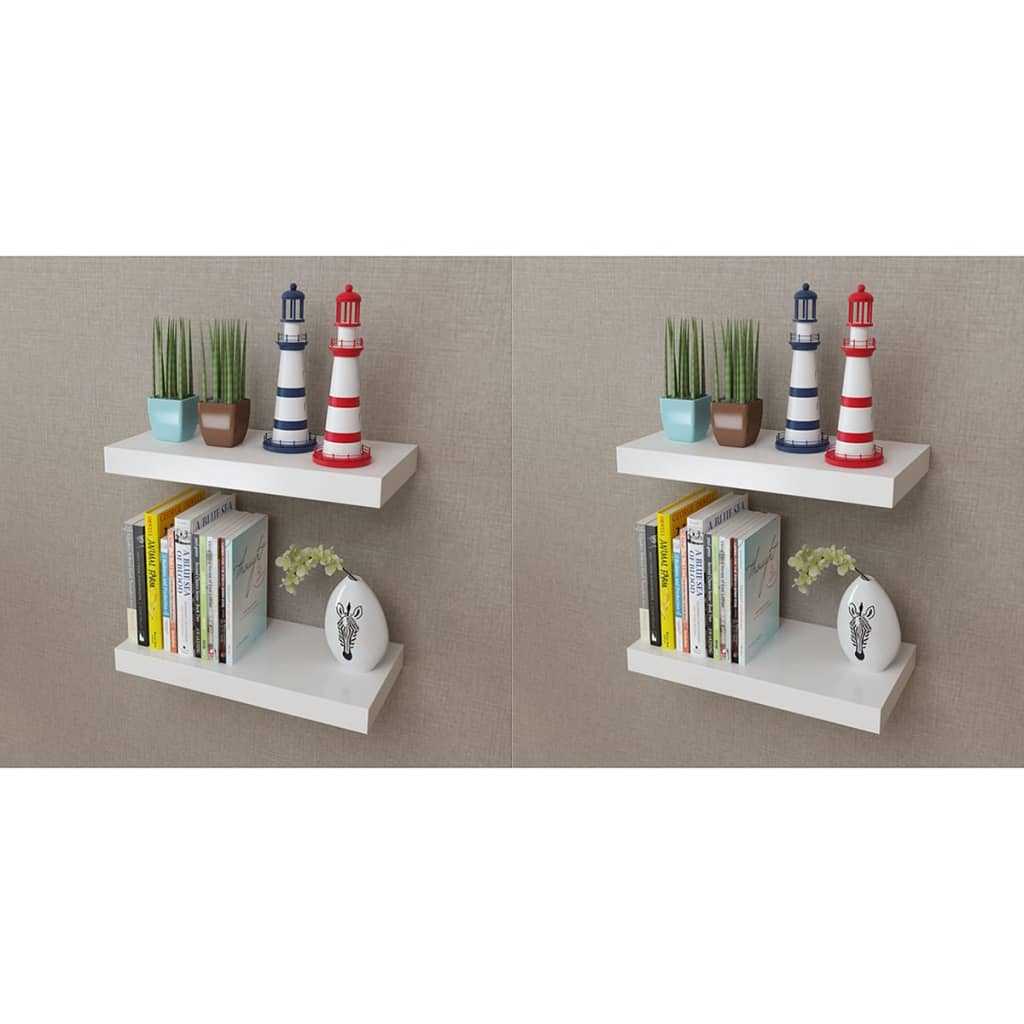 Wandplanken 4 st 40 cm wit is nu te koop bij PeponiXL, paradijselijk wonen!