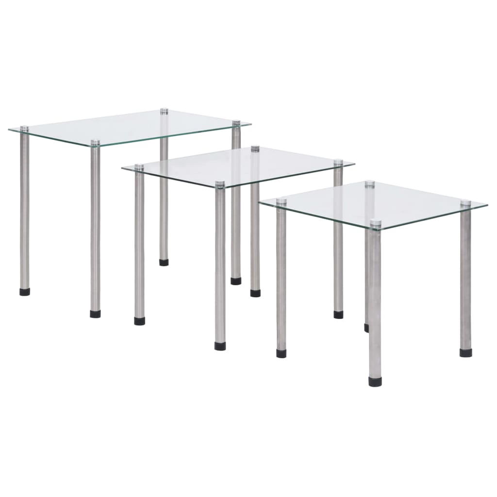 3-delige Tafeltjesset gehard glas transparant is nu te koop bij PeponiXL, paradijselijk wonen!