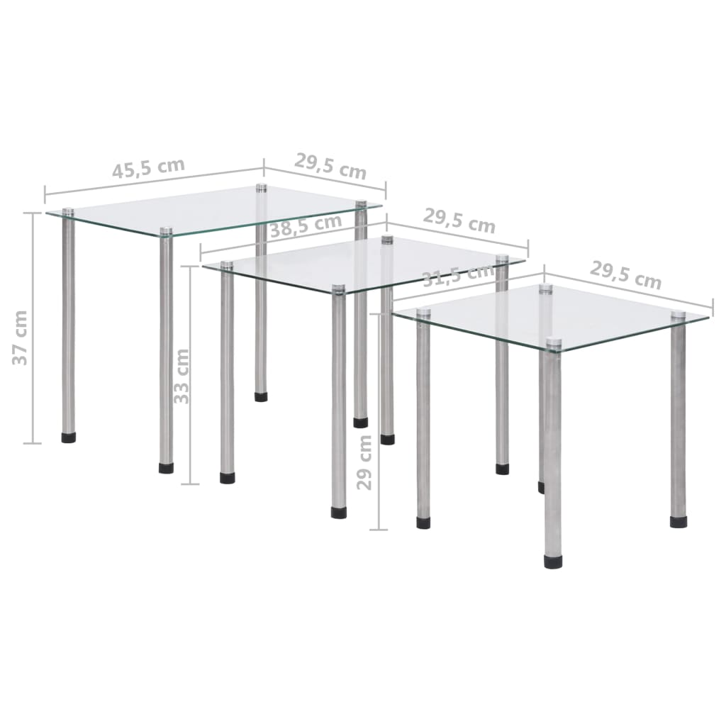 3-delige Tafeltjesset gehard glas transparant is nu te koop bij PeponiXL, paradijselijk wonen!