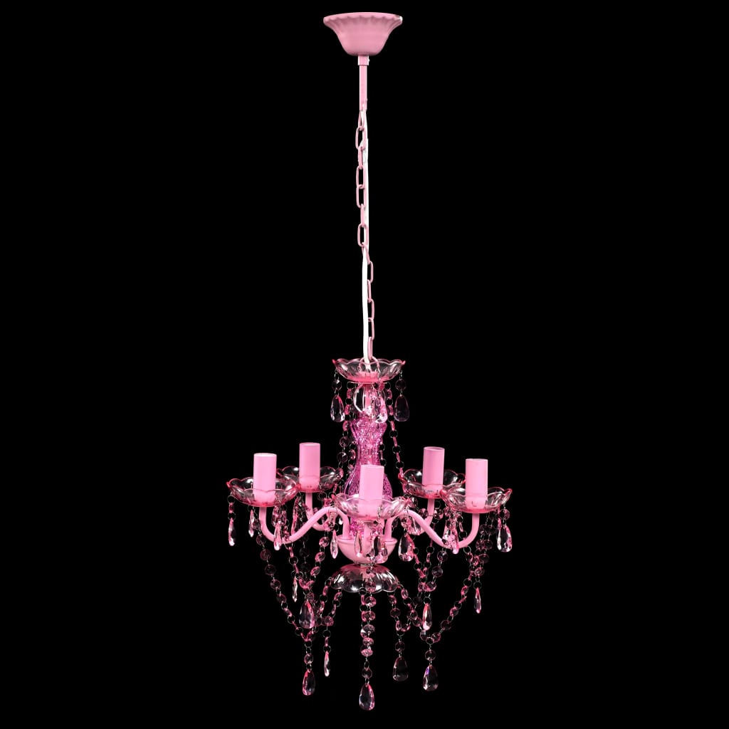 Kristallen licht met 5 gloeilampen rosa is nu te koop bij PeponiXL, paradijselijk wonen!
