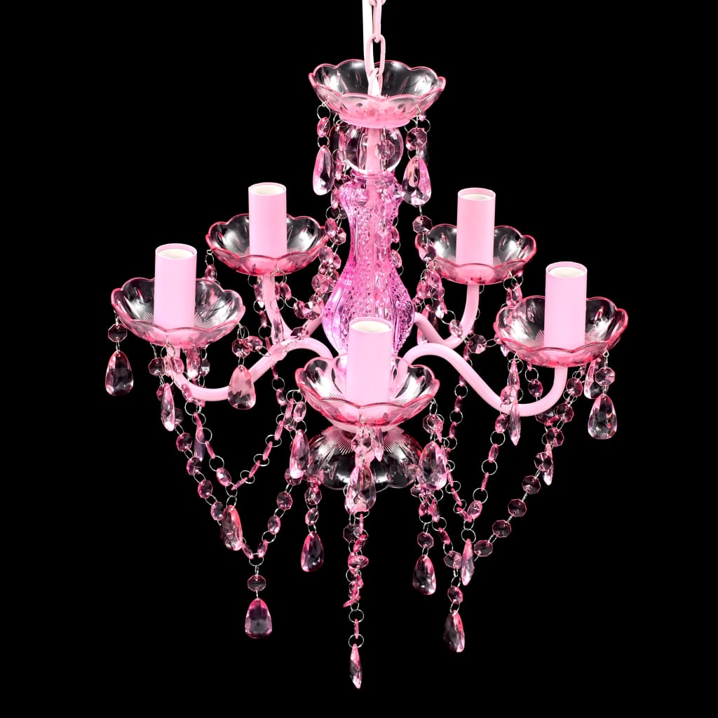 Kristallen licht met 5 gloeilampen rosa is nu te koop bij PeponiXL, paradijselijk wonen!