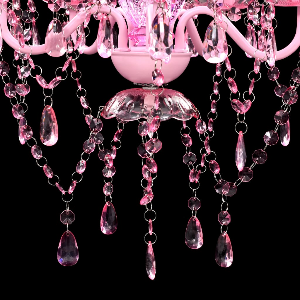 Kristallen licht met 5 gloeilampen rosa is nu te koop bij PeponiXL, paradijselijk wonen!