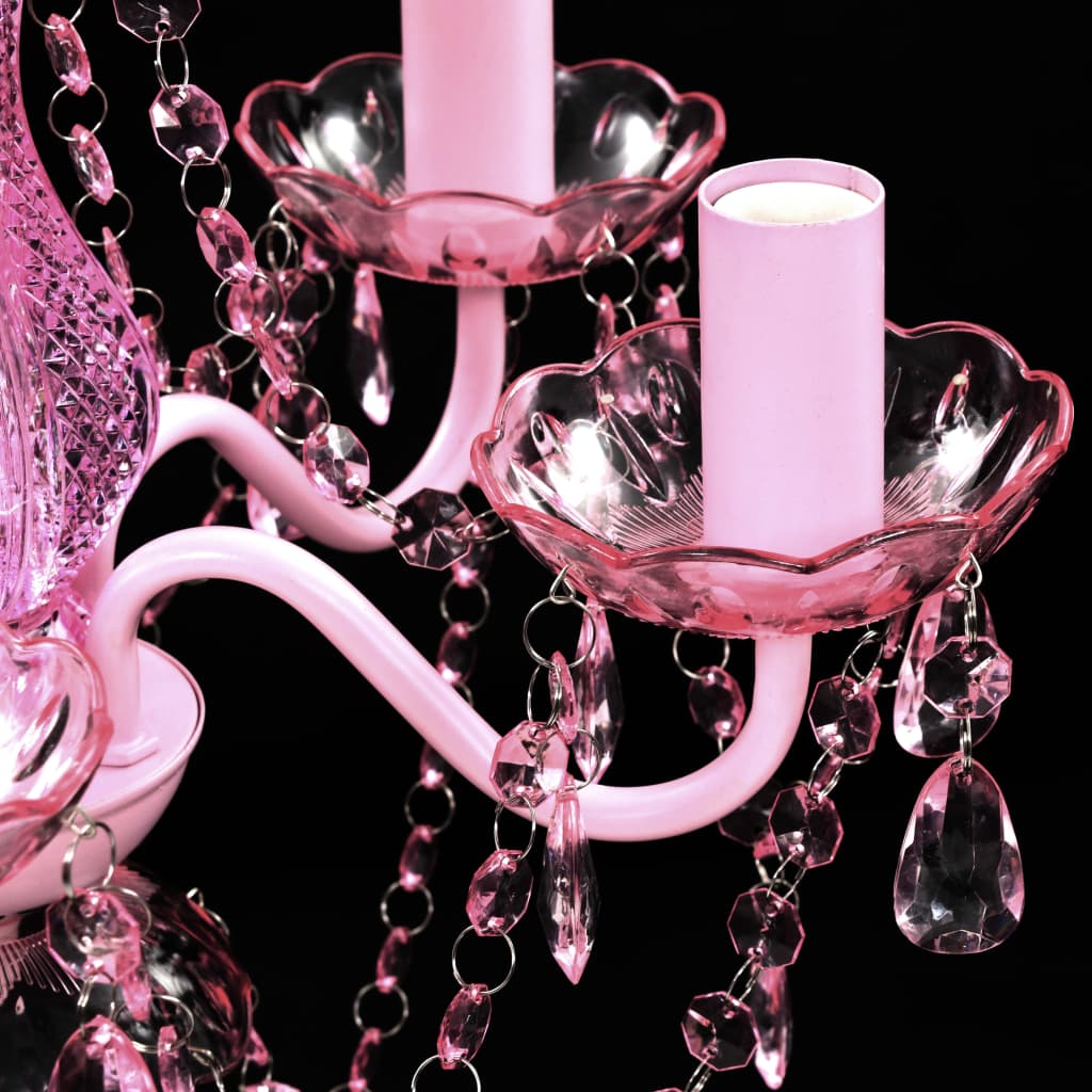 Kristallen licht met 5 gloeilampen rosa is nu te koop bij PeponiXL, paradijselijk wonen!