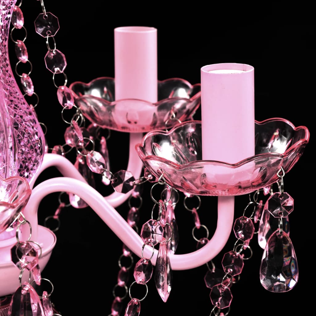 Kristallen licht met 5 gloeilampen rosa is nu te koop bij PeponiXL, paradijselijk wonen!