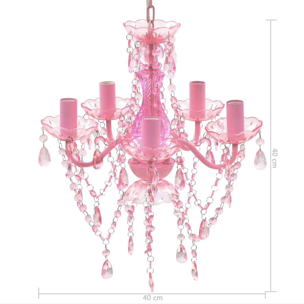 Kristallen licht met 5 gloeilampen rosa is nu te koop bij PeponiXL, paradijselijk wonen!