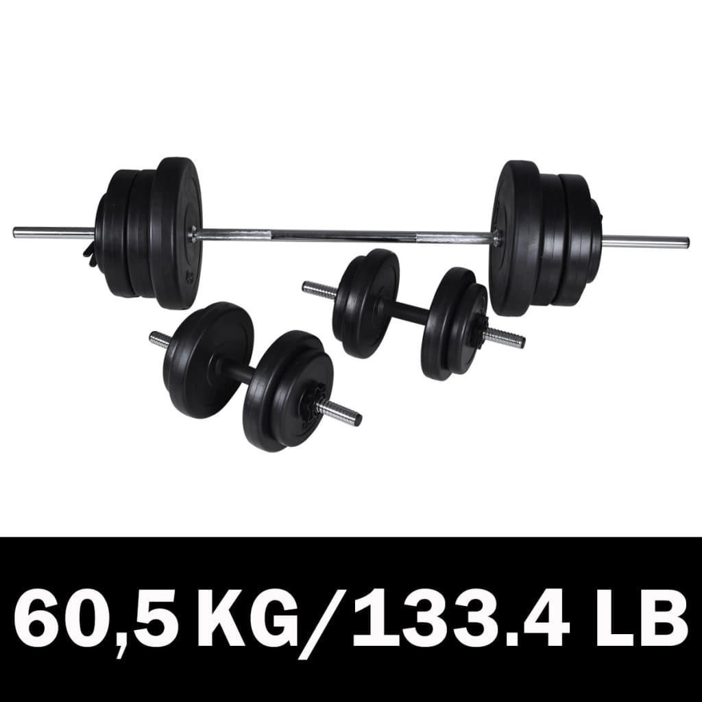 Barbell- en dumbbellset 60,5 kg is nu te koop bij PeponiXL, paradijselijk wonen!