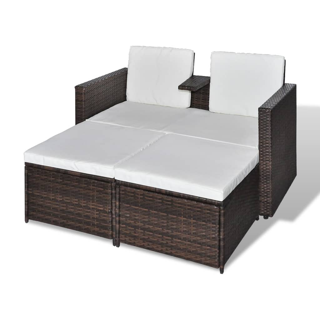 4-delige Loungeset met kussens poly rattan bruin is nu te koop bij PeponiXL, paradijselijk wonen!
