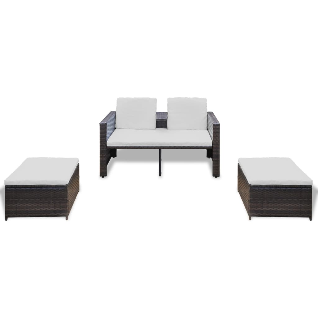 4-delige Loungeset met kussens poly rattan bruin is nu te koop bij PeponiXL, paradijselijk wonen!