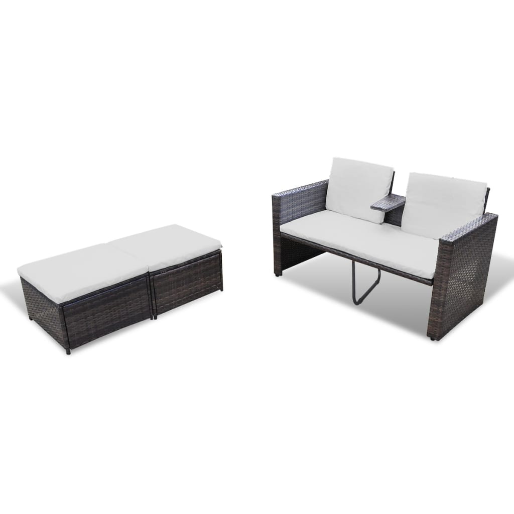 4-delige Loungeset met kussens poly rattan bruin is nu te koop bij PeponiXL, paradijselijk wonen!