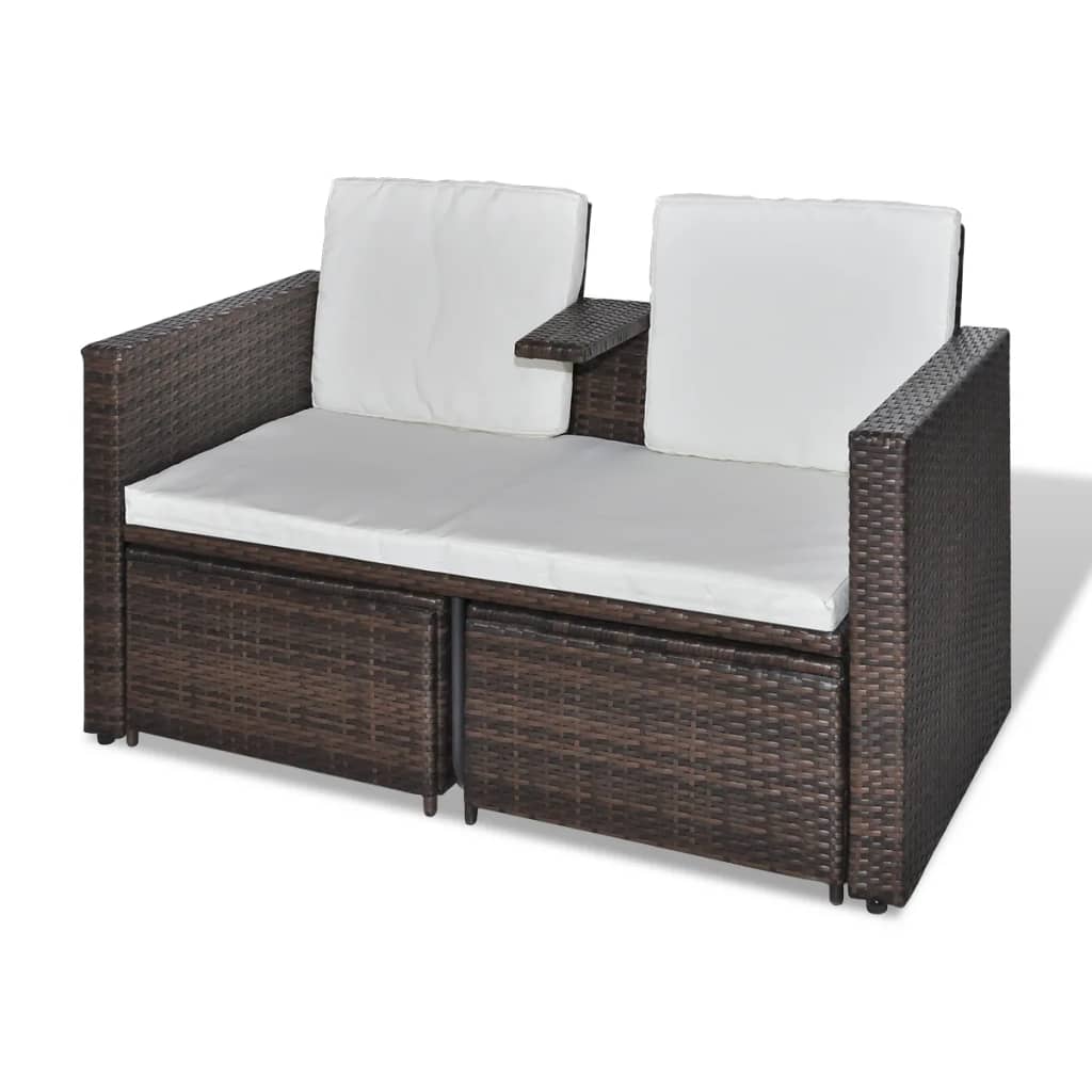 4-delige Loungeset met kussens poly rattan bruin is nu te koop bij PeponiXL, paradijselijk wonen!