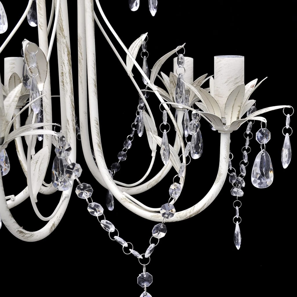 Kristallen kroonluchter met wit elegant design (5 lampen) is nu te koop bij PeponiXL, paradijselijk wonen!